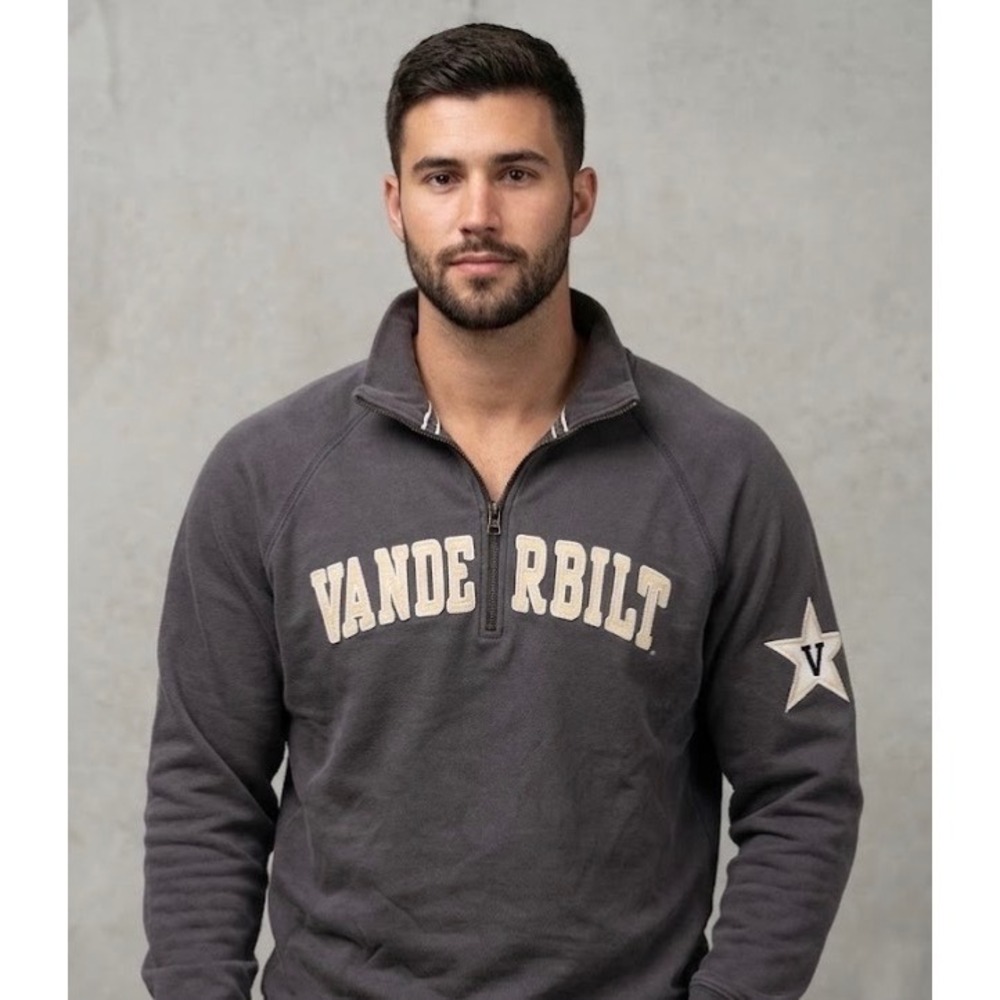 47 Brand Vanderbilt University‎ Commodores Quarter Zip Sweatshirt Gray Small